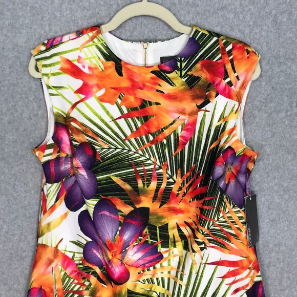Donna Ricco Dress Womens Sz 4 Tropical Tiered Ruffle Vacation Pockets Sleeveless - Picture 2 of 14
